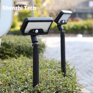 Solar Motion Sensor Garden Light, 5 - 6m Detection, 360° Rotatable Lamp, 4 Lighting Modes, Weatherproof Lighting, for Outdoor