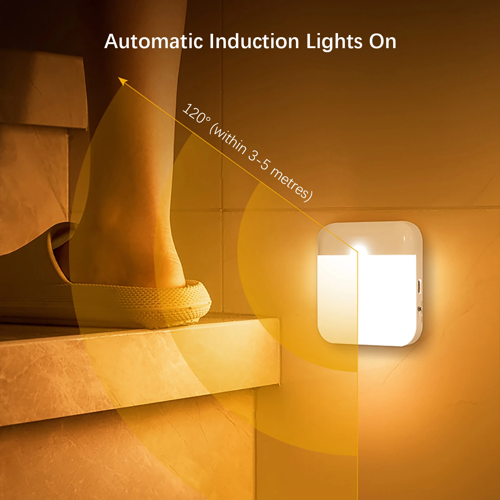 LED Night Light, Human Motion Sensor Lamp USB C Rechargeable Closet Light, Wireless LED Wall Lamp For Stairs Closet Kitchen Bed - Image 2