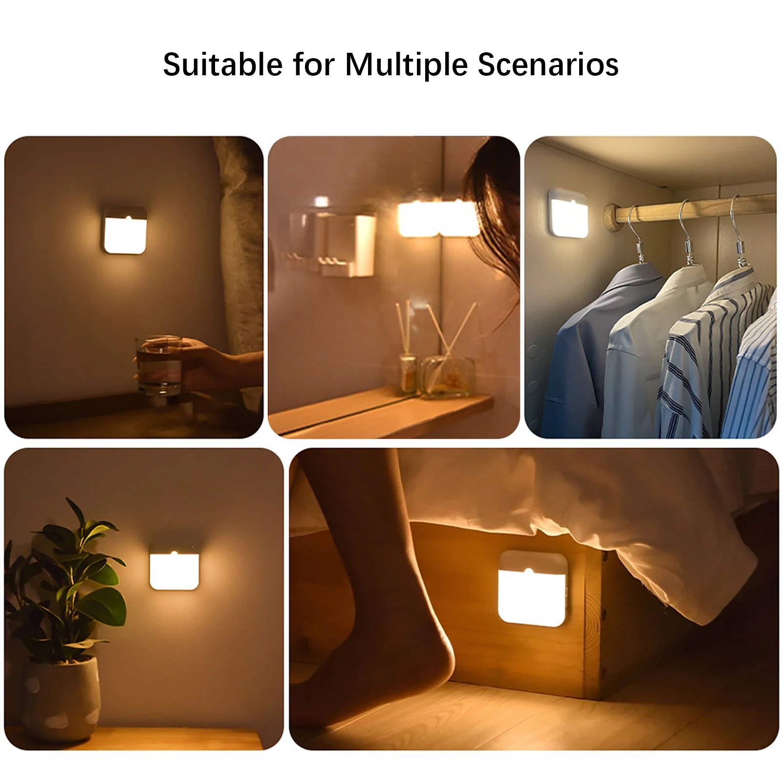 LED Night Light, Human Motion Sensor Lamp USB C Rechargeable Closet Light, Wireless LED Wall Lamp For Stairs Closet Kitchen Bed - Image 3