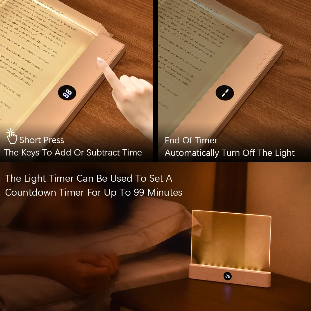 LED Book Light and Night Light 2 in 1, 3 Color Temperatures & Stepless Dimming, USB Rechargeable Reading Light with Timer for Ni - Image 6