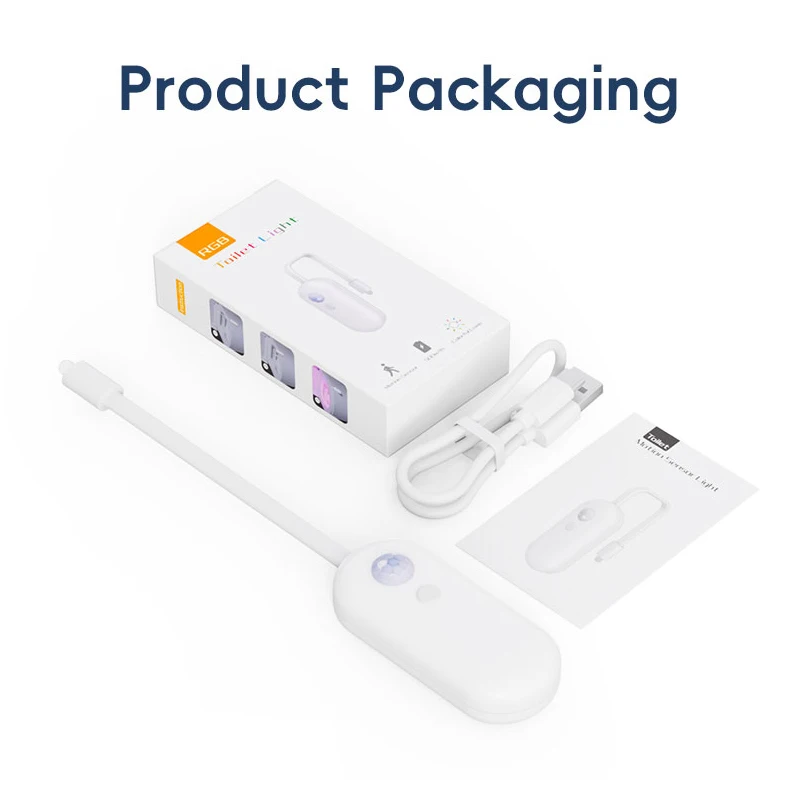 Smart Motion Sensor Toilet Light, USB Rechargeable LED RGB Night Light for Bathroom - Image 5