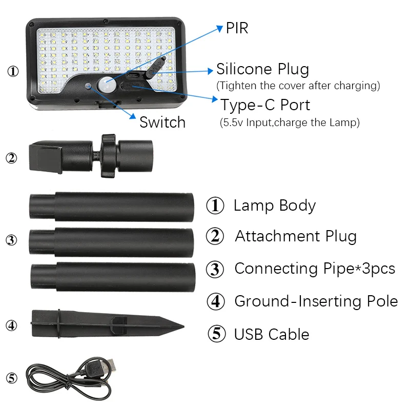 Solar Motion Sensor Garden Light, 5 - 6m Detection, 360° Rotatable Lamp, 4 Lighting Modes, Weatherproof Lighting, for Outdoor - Image 6