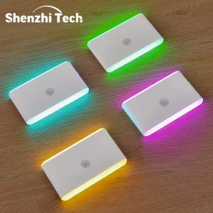 2PCS Magnetic Motion Sensor Night Light USB Rechargeable 5 Colors 10-100% Dimming Wall Lamp for Summer Camping Kids Baby Room