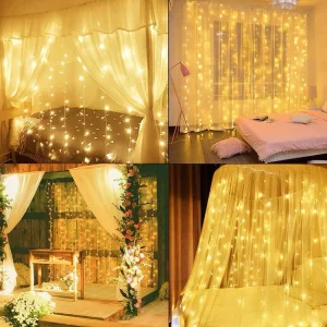 Curtain Light for Party/Wedding/Festival/Christmas,Window Blinking String Light for Bedroom/Living Room,USB Plug with 8 Modes
