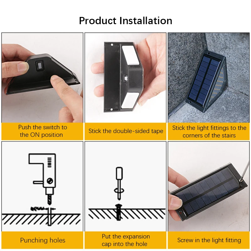 8Pcs LED Solar Step Lights, Waterproof Outdoor Stair Lights, Solar Deck Lights Outdoor Solar Landscape Lighting for Yard, Patio - Image 5