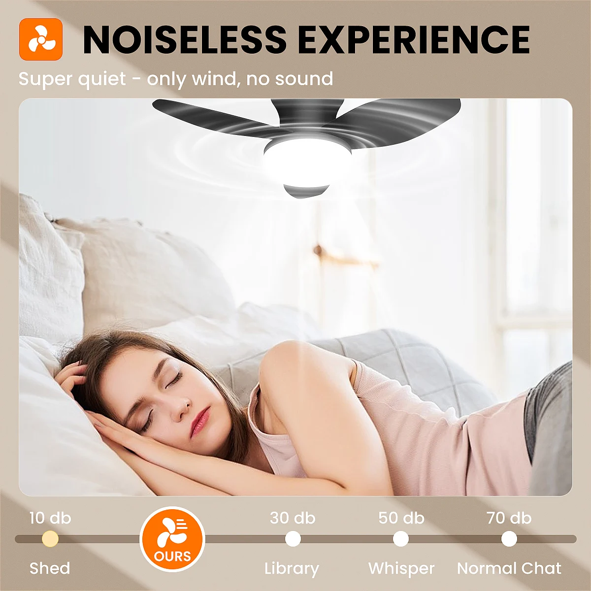 Mexllex Three Leaf Ceiling Fan with Light & Remote Control, 6 Speed, Reversible Noiseless, Dimmable LED Chandelier for Bedroom - Image 3