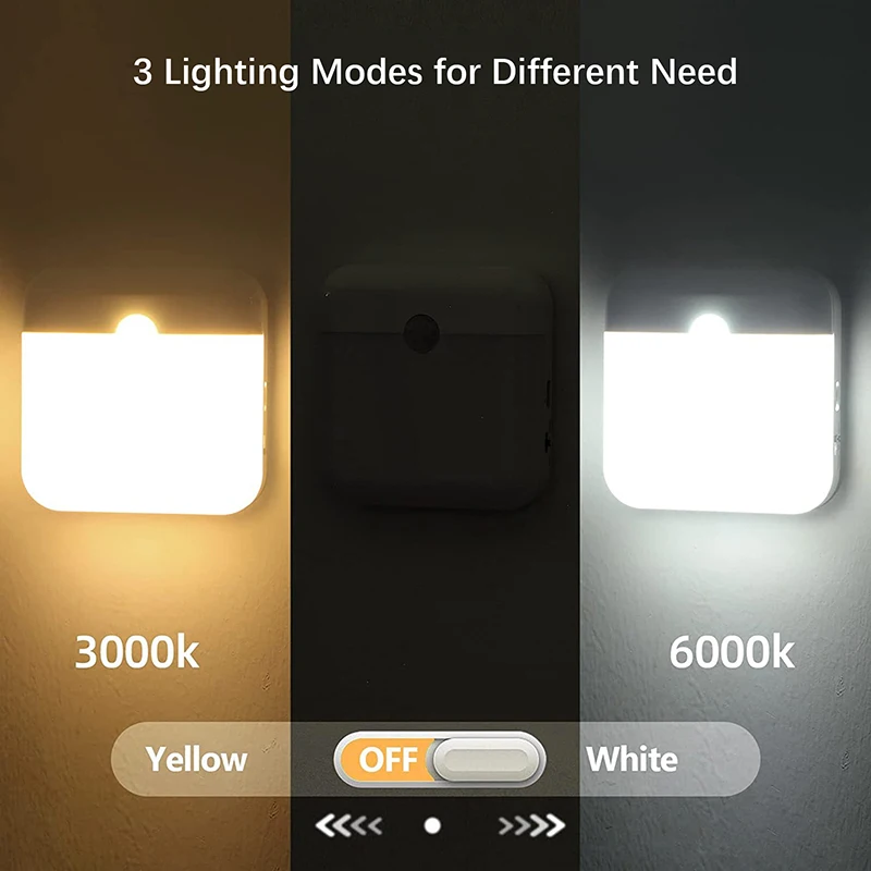 LED Night Light, Human Motion Sensor Lamp USB C Rechargeable Closet Light, Wireless LED Wall lamp For Stairs Closet Kitchen Bed - Image 3