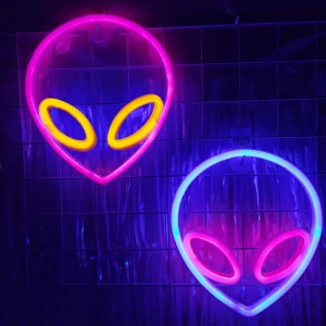 Alien Neon Lights, LED Signs Logo Light, Atmosphere lamp, for Kids, E-sport Room, Camping, Hotel, Shop, Game, Art, Home Decor