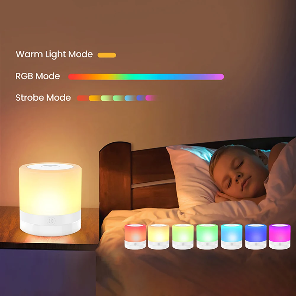 RGB Night Lamp Camping Light Atmosphere Night Lights Bedside Lamps Color Changing Tent with Remote Touch Control for Bedroom Dec - Image 2