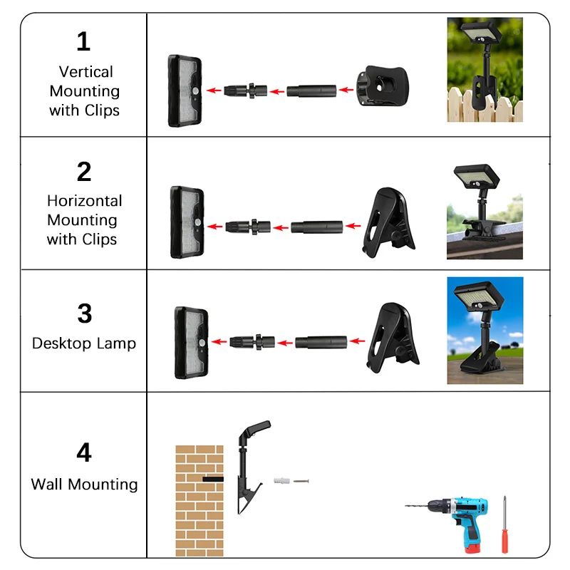 Solar Motion Sensor Outdoor Light, 360° Rotatable 4 Lighting Modes, Weatherproof, Multiple Mounting Lighting,for Outdoor Securit - Image 6