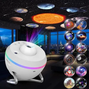 13 in 1 Planetarium Starry Galaxy Projector Night Light, 6 RGB Light Effects, 360° Rotation, Timer and Speed Change for Bedroom