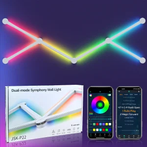 Mexllex 6/9PCS RGB Smart LED Wall Light Bars with Music Sync, 5V USB APP Control, 9 music Modes, 16 Million Colors for Game Home