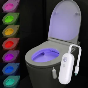 Smart Motion Sensor Toilet Light, USB Rechargeable LED RGB Night Light for Bathroom